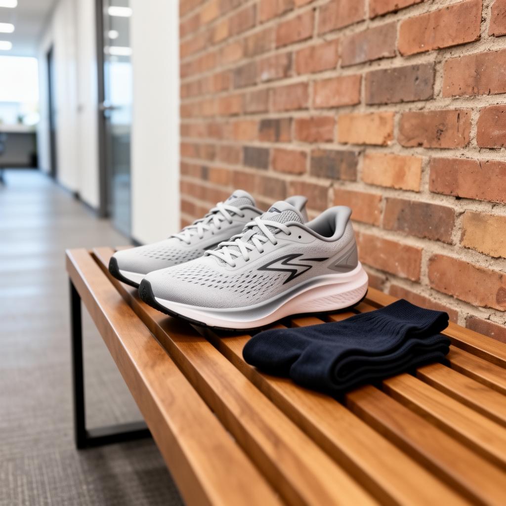 Man massaging his heel at a home office desk